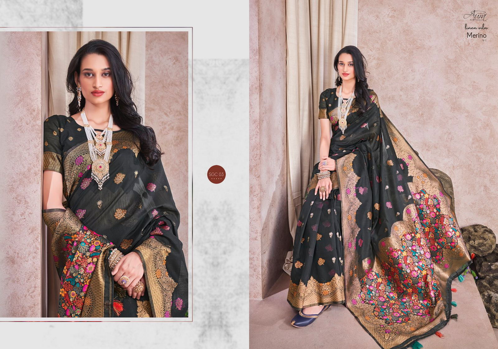 Aura Merino V 1 Heavy Festive Wear Wholesale Designer Sarees Catalog